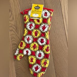 BRAND NEW w tag Vintage MCM Kitschy Oven Mitt Red Yellow Coffee Pots